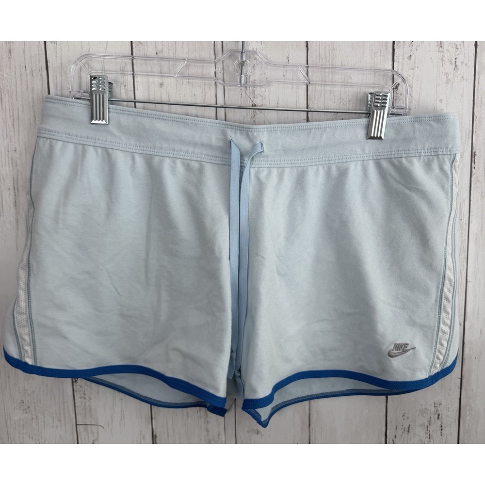 VTG Nike Fit Dry Women's Athletic Shorts XL Light Blue Fold Over Waistband